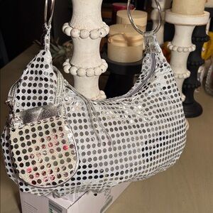 stars above Silver Sequin Shoulder Bag with Coin Pouch